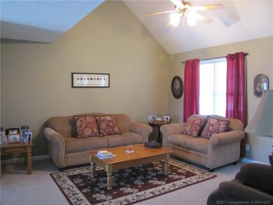 Large Open living room on 1st floor with vaulted c