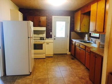 View of kitchen from dining area.