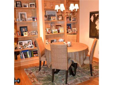 Dining Room. oak built in bookcases.
