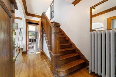 Stairway with radiator heating unit, ornamental mo