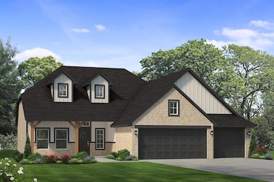 View of front facade featuring an attached garage,