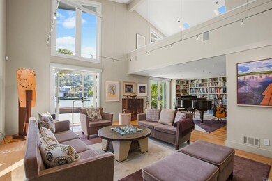 View of the library/music room below and double fr
