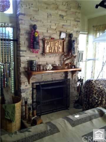 Fireplace in living room.