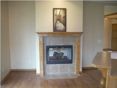 View through fireplace in the dining area