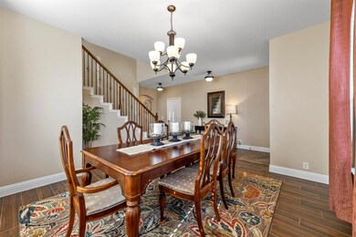 Dining room featuring an inviting chandelier and d