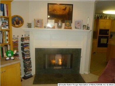 This fireplace is wood burning with an elegant man
