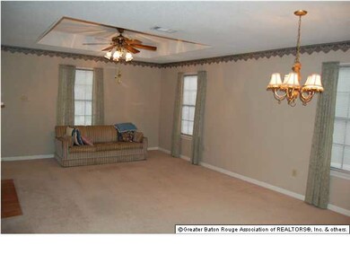 Living Room has a recessed ceiling & fan, plus woo