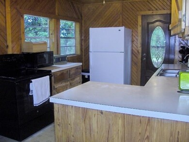 View of kitchen to back door