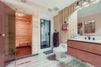 Basement Spa Bathroom with Sauna and Steam Shower