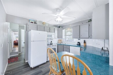 Kitchen with dark hardwood / wood-style flooring,