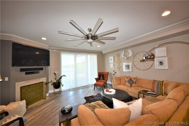Spacious living area walks out to deck