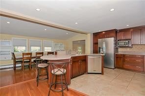 Kitchen open to dining