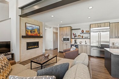 Living area with a tiled fireplace