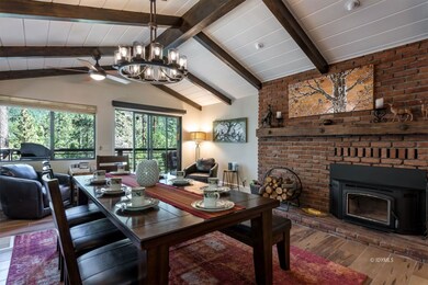 Dining room with beamed ceiling