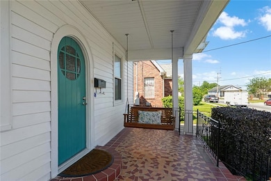 Pretty front porch with period details.