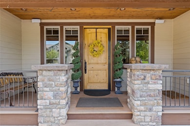 Beautiful covered front entry with T&G ceiling