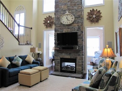 Two story family room.