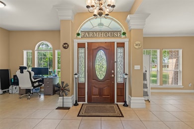 Crown molding and tile flooring throughout the mai