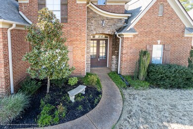 Stunning stacked stone entry