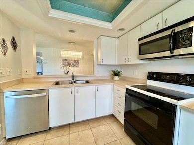 Kitchen with stainless steel appliances, a tray ce