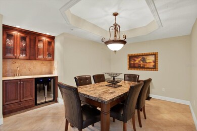 Dining area with wet bar.