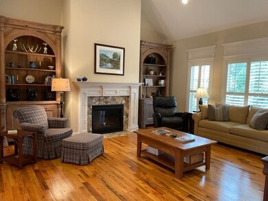 Great room with volume ceilings