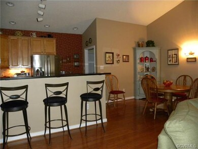 Open floor plan with bar area