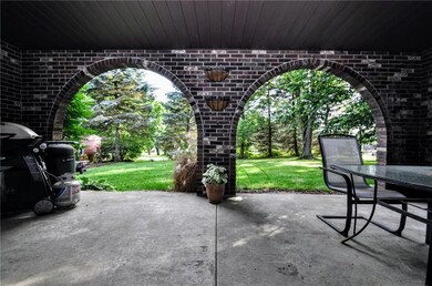 Looking at the back yard through the double arches