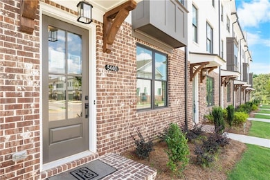 Property entrance with brick siding
