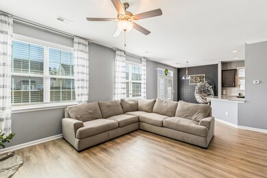 Living room into dining area