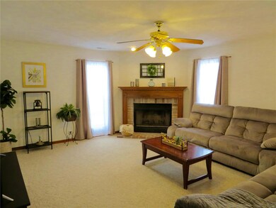 Family Room with Wood burning Fireplace