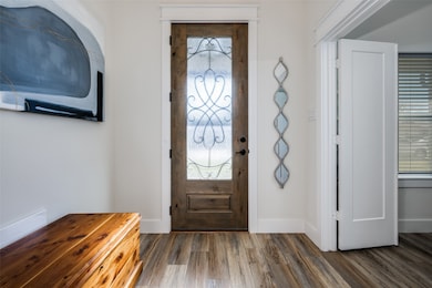 Foyer entrance featuring baseboards and dark wood finished floors