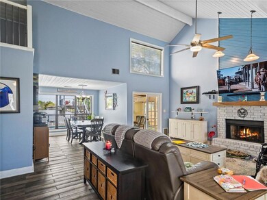 Living Room with whitewashed ceiling