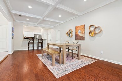 Huge dining room with coffered ceilings