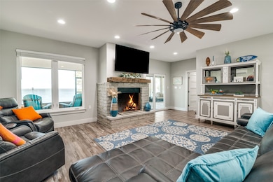 Open Great Room w/ stone fire place
