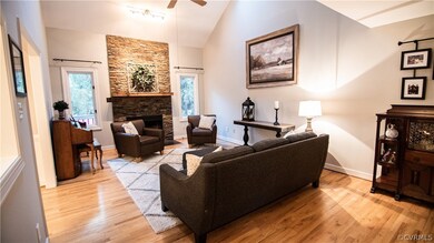 Stone Mantel with Gas Fireplace, Vaulted Ceilings