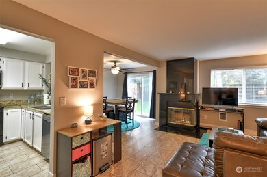 Down the hallway coming in to the kitchen, living room and dining room.