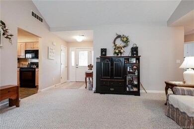 Vaulted living room ceiling.