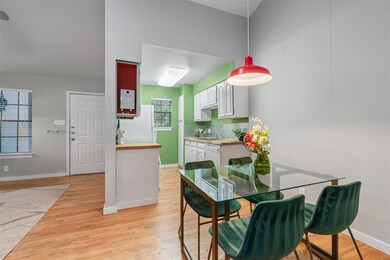 Dining area featuring light wood-style flooring a