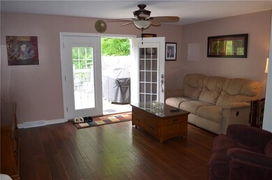 New french doors lead out to the outdoor entertain