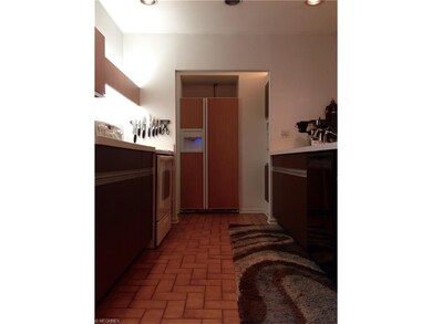 Galley kitchen looking into Butler's pantry. There
