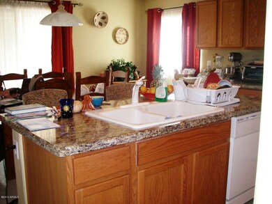 Kitchen island and eating area