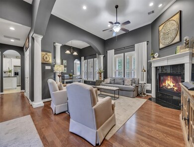 Cozy up to the gas log fireplace and back yard vie