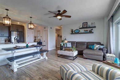 Looking back into the living and dining areas with