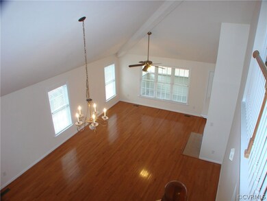 This shot looks down on the living area from the l