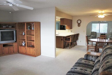 Living room into dining kitchen