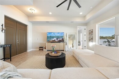 Living room featuring light wood-type flooring and