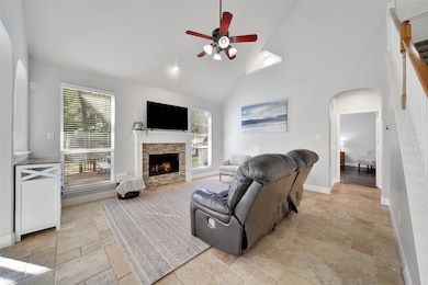 The stunning family room is a beautiful space to gather with your family.