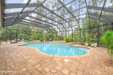 Covered Pool with Beautiful Lighting