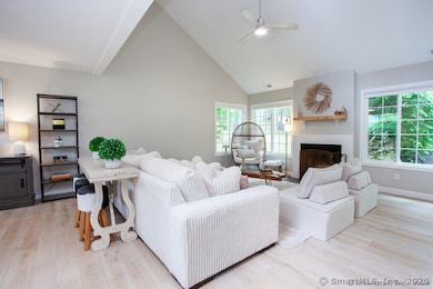 Inviting wood fireplace